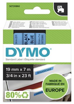 Dymo D1 - Selbstklebend - Schwarz auf Blau - Rolle (1,9 cm x 7 m) von LumaTech