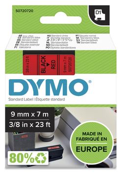 Dymo D1 - Selbstklebend - schwarz auf rot - Rolle (0,9 cm x 7 m) von LumaTech
