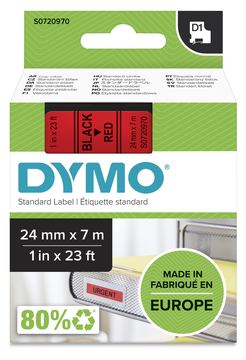 Dymo D1 - Selbstklebend - schwarz auf rot - Rolle (2,4 cm x 7 m) von LumaTech