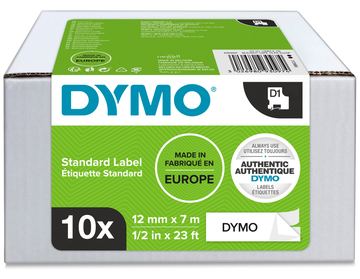 Dymo D1 - Selbstklebend - Schwarz auf Weiß - Rolle (1,2 cm x 7 m) von LumaTech