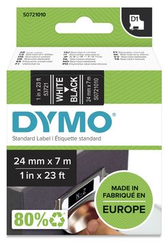Dymo D1 - Selbstklebend - Weiß auf Schwarz - Rolle (2,4 cm x 7 m) von LumaTech