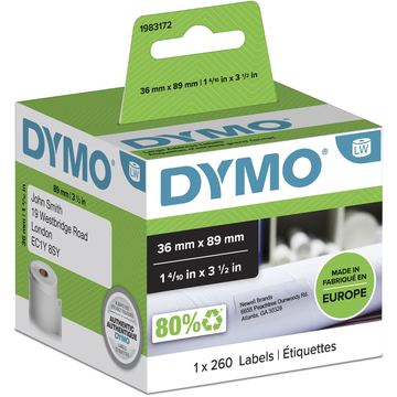 Dymo LabelWriter Large - Selbstklebend - weiß - 89 x 36 mm 260 Etikett(en) (1 Rolle(n) von LumaTech
