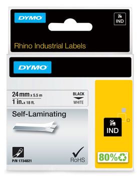 Dymo RhinoPRO Self Laminating - Vinyl - Schwarz auf Weiß - Rolle (2,4 cm x 5,5 m) von LumaTech
