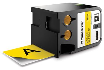 Dymo XTL - Vinyl - permanenter Klebstoff - Schwarz auf Gelb - Rolle (0,54 cm x 7 m) von LumaTech