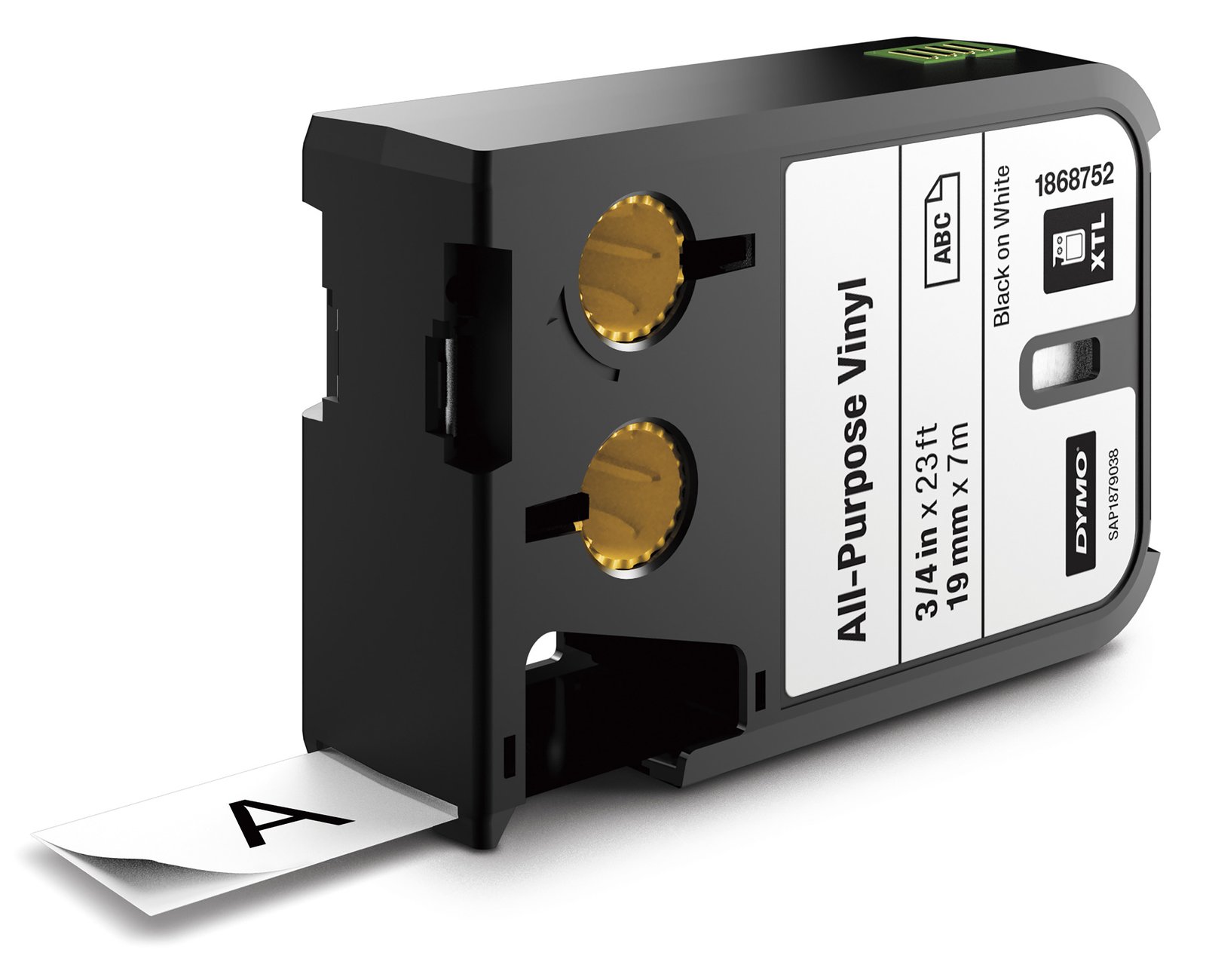 Dymo XTL Allzweck-Vinyl - Vinyl - permanenter Klebstoff - Schwarz auf Weiß - Rolle (1,9 cm x 7 m)
