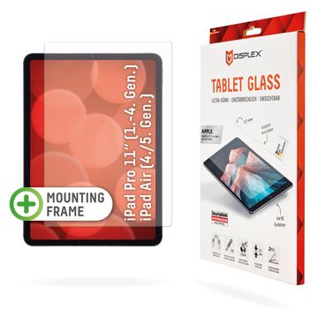 E.V.I. Displex Tablet Glass (9H) für iPad Pro 11'' (1./2./3./4. Gen.)/Air (4./5. Gen.) - Eco-Montagerahmen L-Form von LumaTech