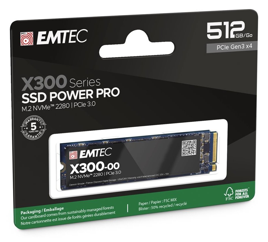 EMTEC Power Pro X300 - SSD - 512 GB - intern - M.2 2280 - PCIe 3.0 x4 (NVMe)
