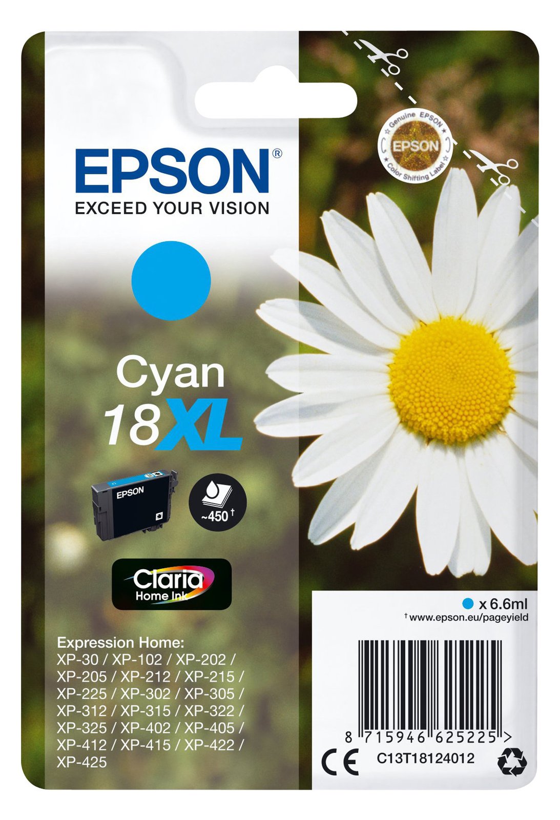 Epson 18XL - 6.6 ml - XL - Cyan - Original - Tintenpatrone