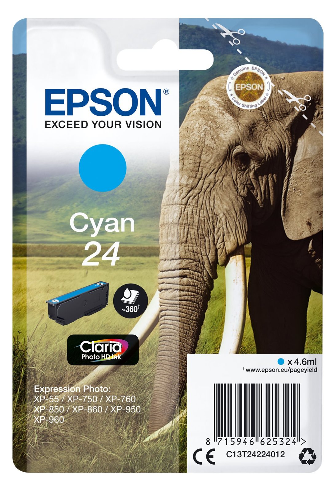 Epson 24 - 4.6 ml - Cyan - Original - Tintenpatrone
