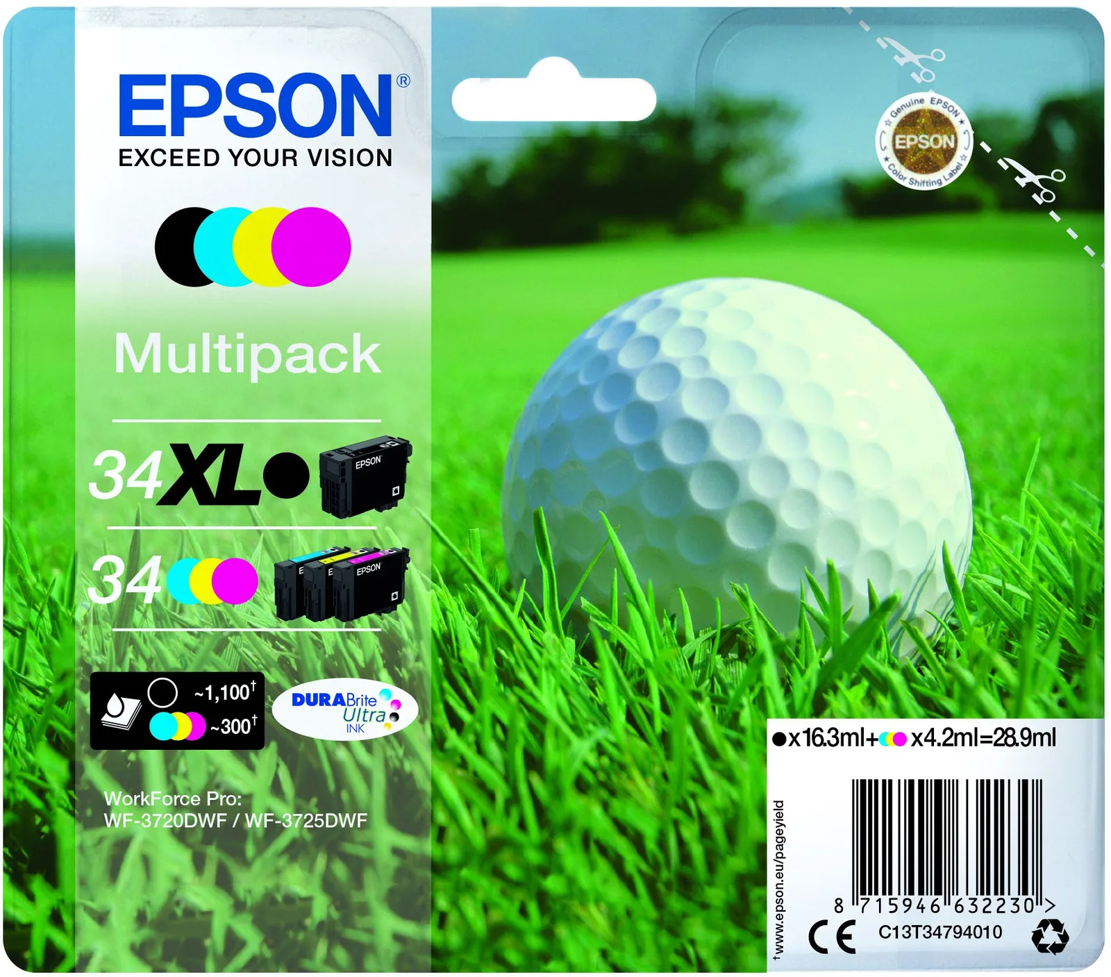 Epson 34 Multipack - 4er-Pack - Schwarz, Gelb, Cyan, Magenta, Ansicht 2