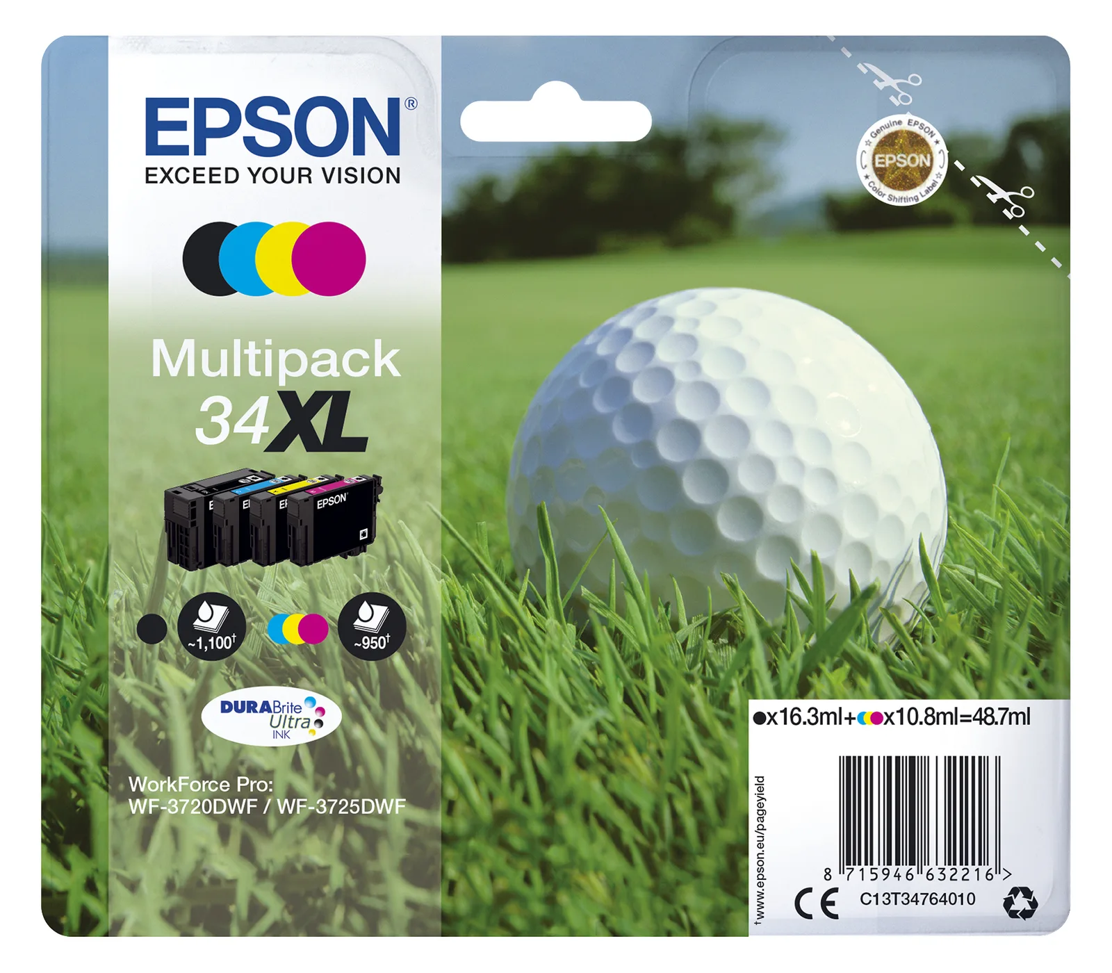 Epson 34 Multipack - 4er-Pack - Schwarz, Gelb, Cyan, Magenta, Ansicht 3