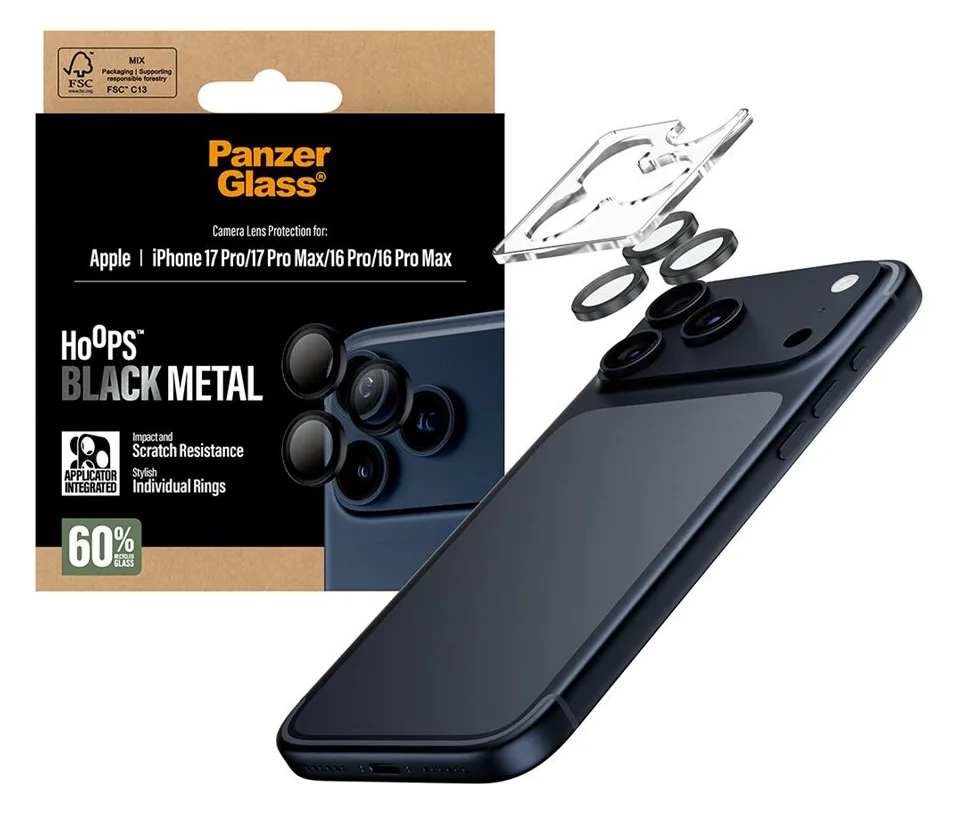 PanzerGlass Hoops - Objektivschutz für Handy - schwarz Gehärtetes Glas, Silikon 2 mm, Ansicht 2