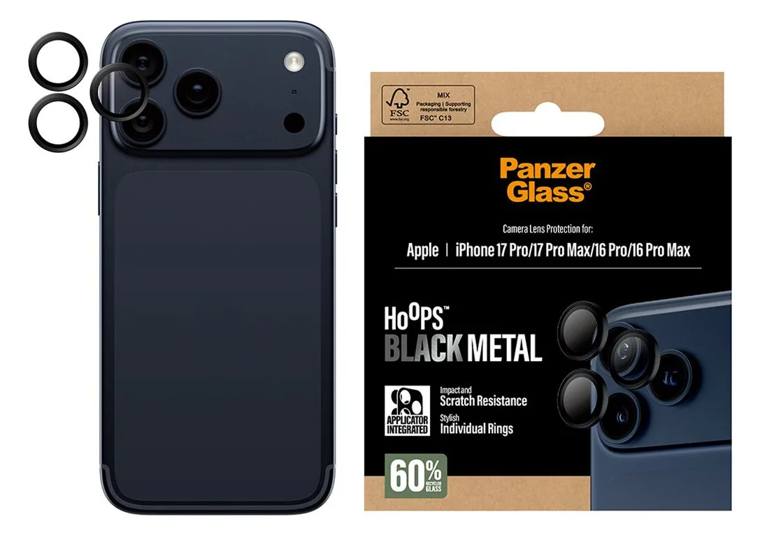 PanzerGlass Hoops - Objektivschutz für Handy - schwarz Gehärtetes Glas, Silikon 2 mm, Ansicht 3