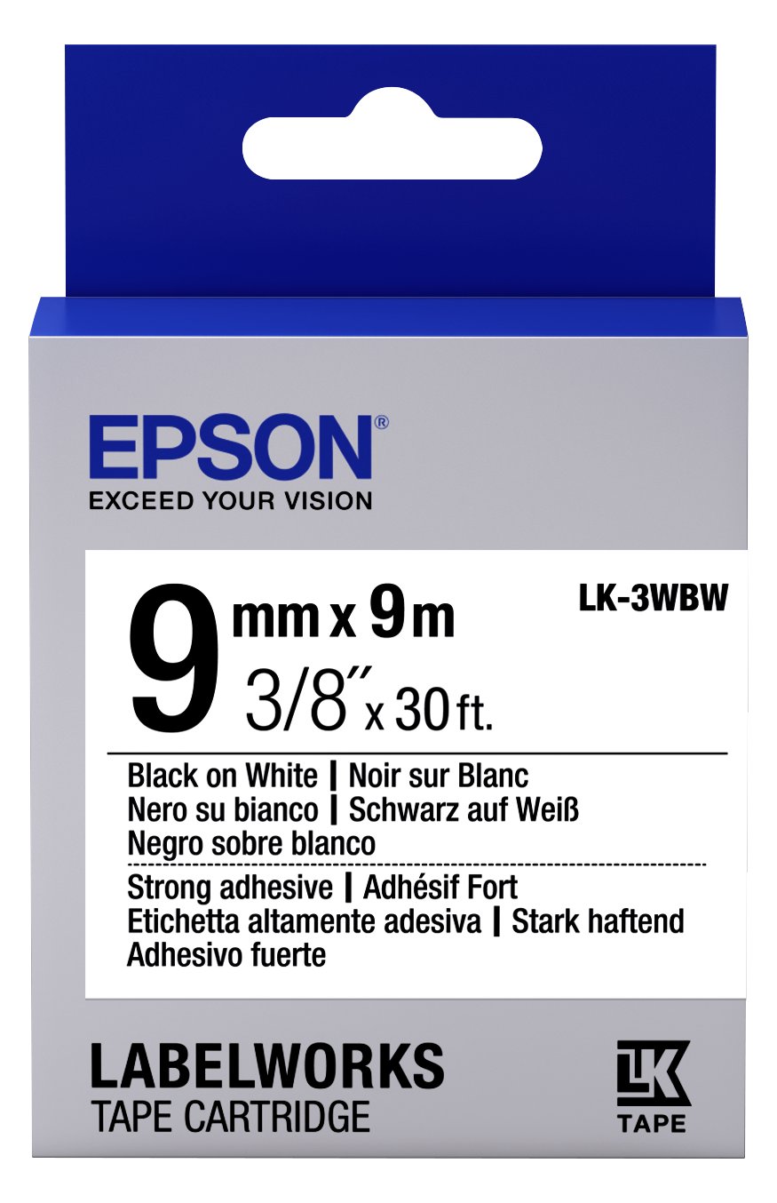 Epson LabelWorks LK-3WBW - Schwarz auf Weiß - Rolle (0,9 cm x 9 m)