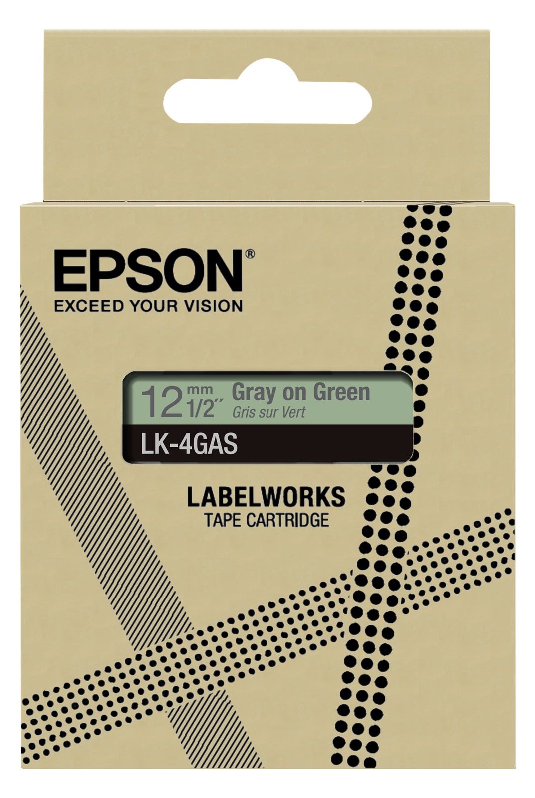 Epson LabelWorks LK-4GAS - Grau auf Grün - Rolle (1,2 cm x 8 m)