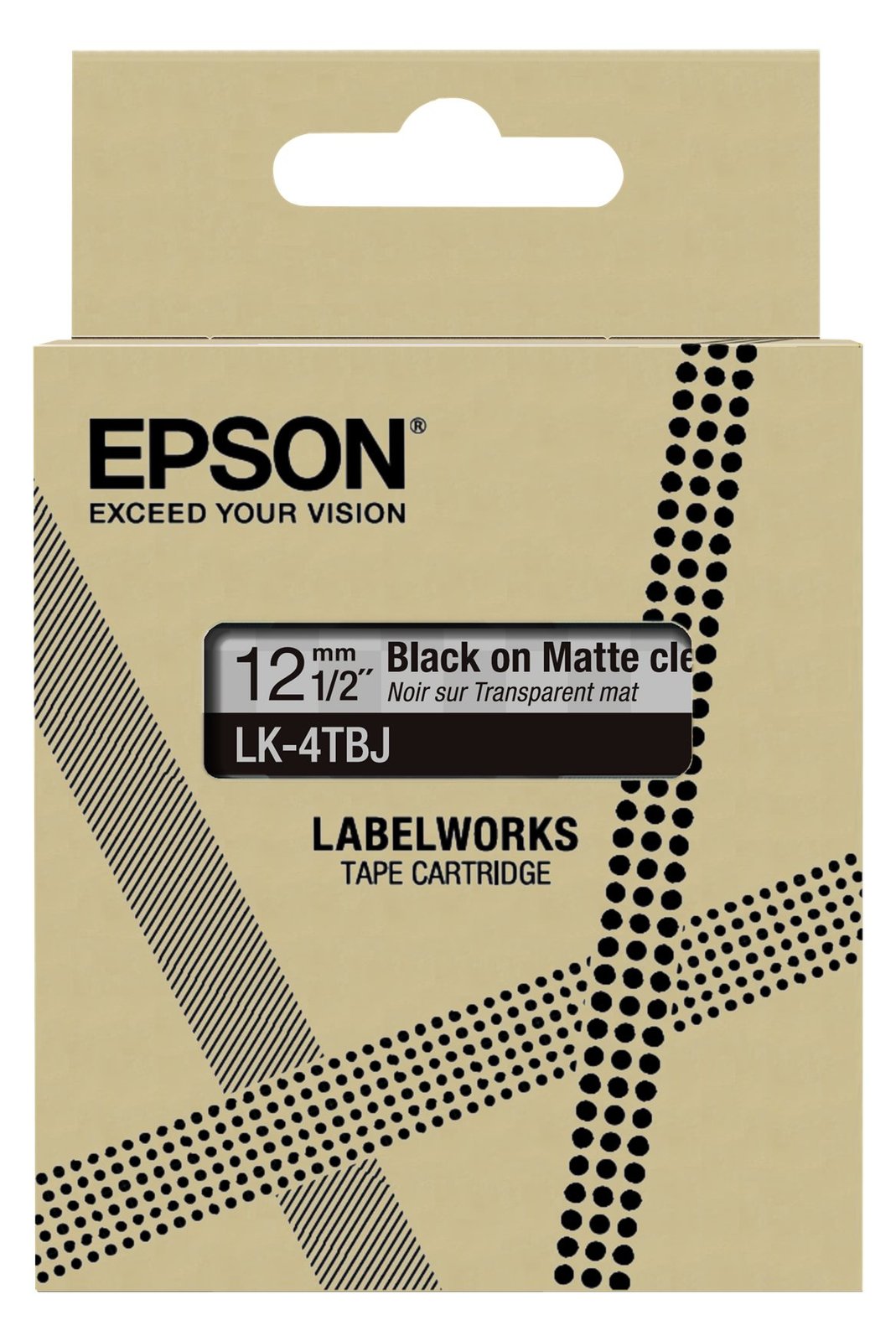 Epson LabelWorks LK-4TBJ - Schwarz auf Matt-Transparent - Rolle (1,2 cm x 8 m)