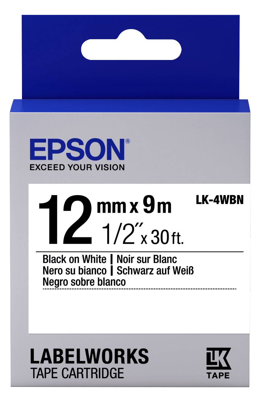 Epson LabelWorks LK-4WBN - Schwarz auf Weiß - Rolle (1,2 cm x 9 m)