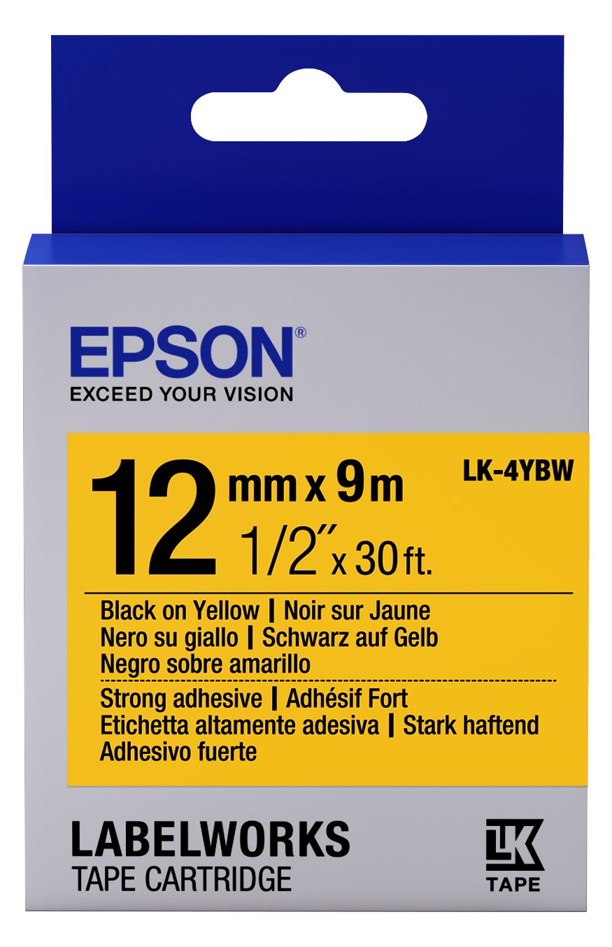 Epson LabelWorks LK-4YBW - Schwarz auf Gelb - Rolle (1,2 cm x 9 m)