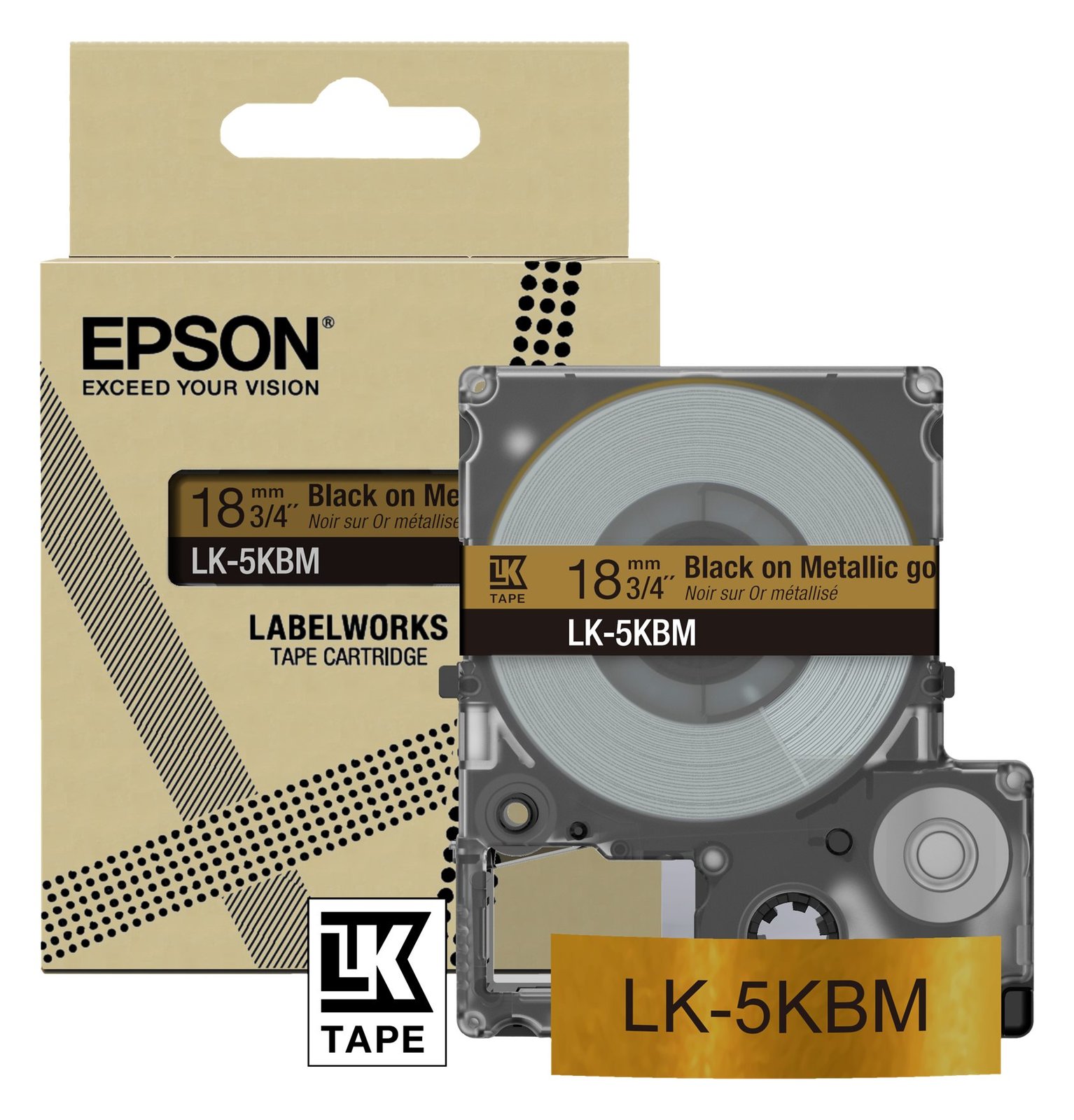 Epson LabelWorks LK-5KBM - Schwarz auf Metallic-Gold - Rolle (1,8 cm x 9 m)