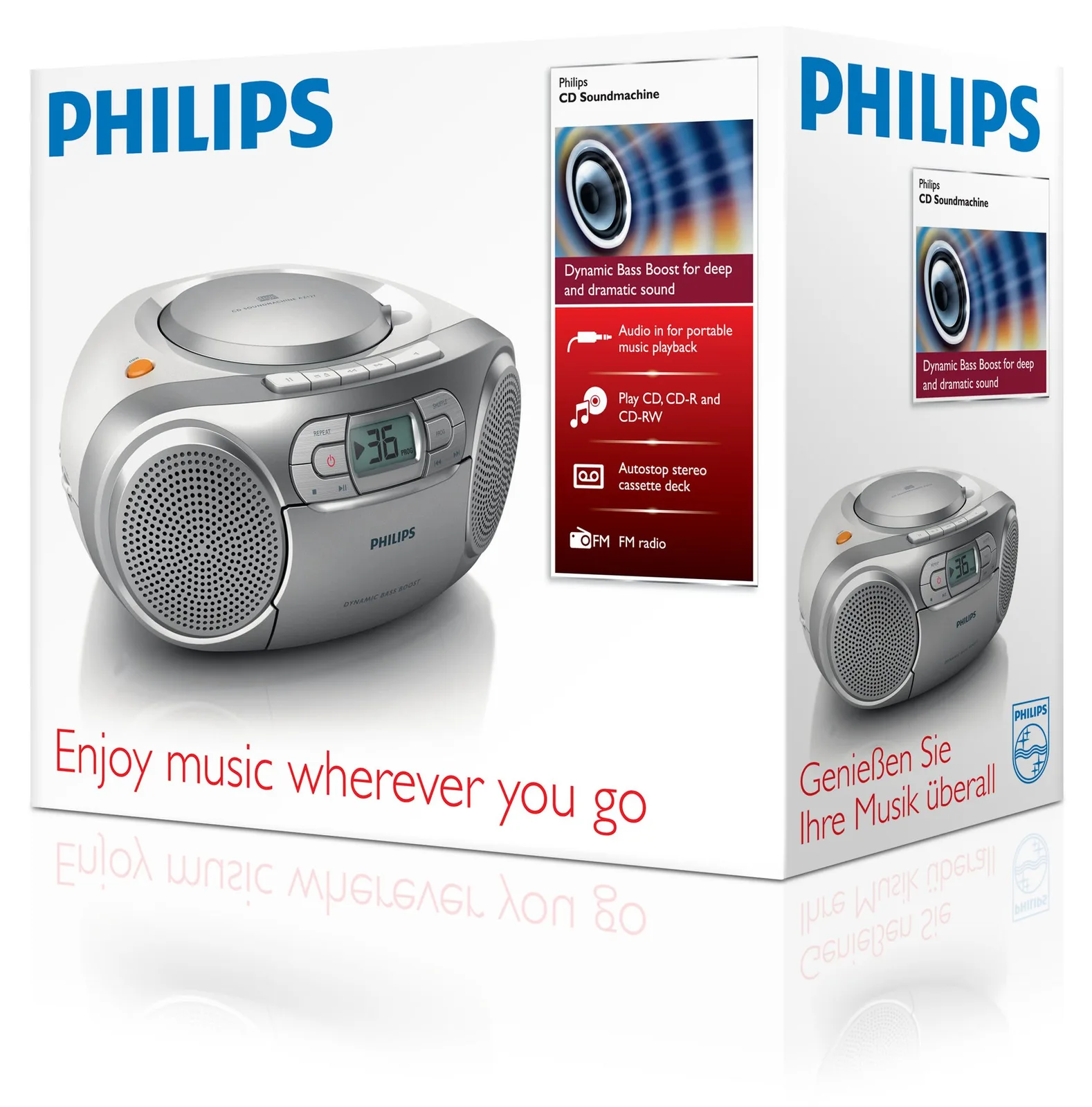 Philips AZ127 - Ghettoblaster - 2 Watt - Silber, Ansicht 2