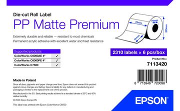 Epson Premium - Polypropylen (PP) - matt - permanenter Acrylklebstoff - 76 x 51 mm 13860 Etikett(en) (6 Rolle(n) von LumaTech