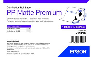 Epson Premium - Polypropylen (PP) - matt - permanenter Acrylklebstoff - Rolle (7,6 cm x 29 m) von LumaTech
