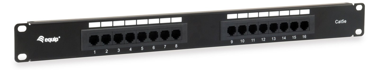 Equip 16-Port Cat.5e Ungeschirmtes Patch Panel - Black - 10/100/1000Base-T(X) - Gigabit Ethernet - 1000 Mbit/s - RJ-45
