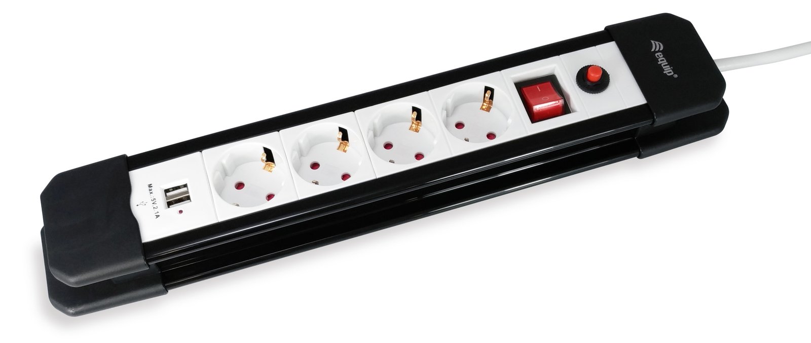 Equip Life - Version 1 - Steckdosenleiste - Wechselstrom 250 V - 3500 Watt - Eingang Typ F -(2 x USB, 4 x Stecker Typ F)