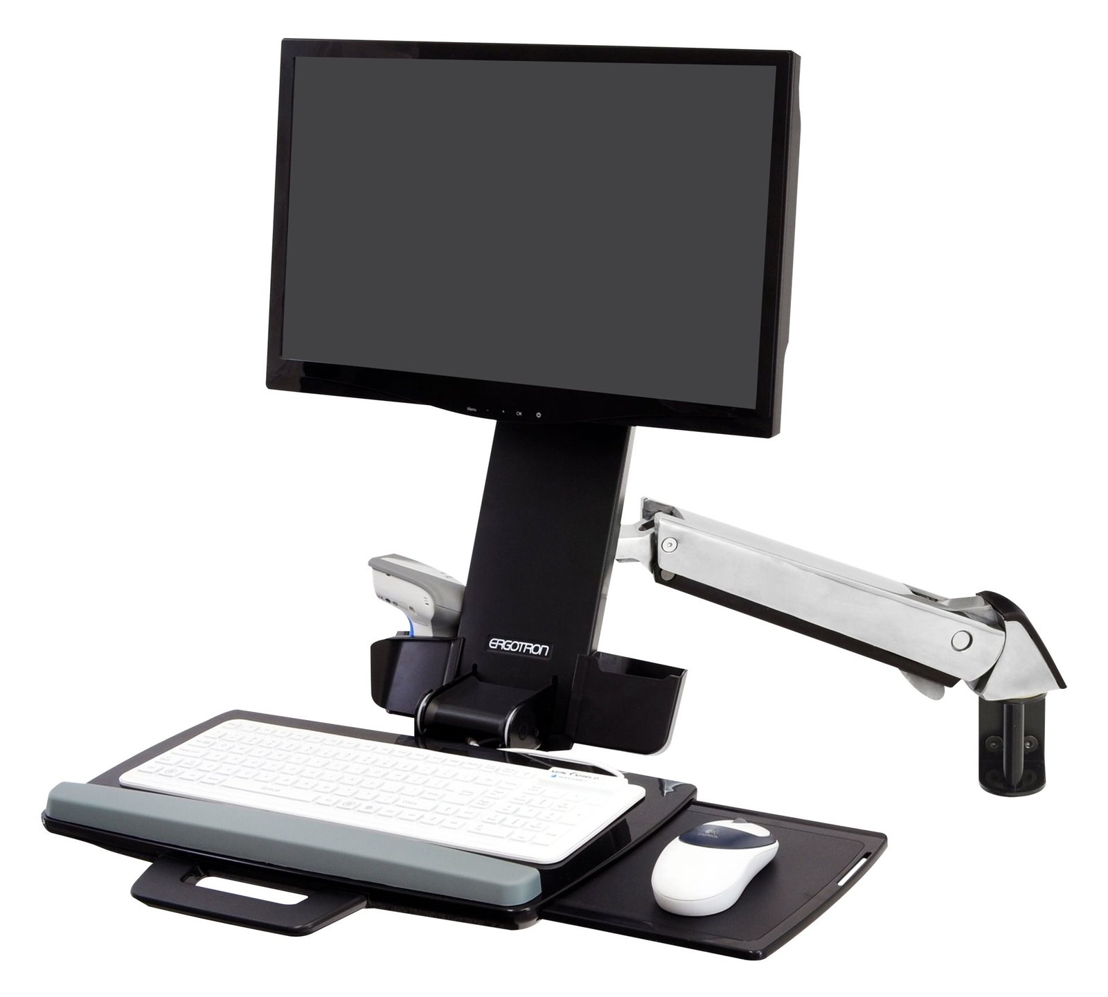 Ergotron Befestigungskit (Handgelenkkissen, Schienenmontage Halterungsset, höhenverstellbare Halterung, Tastaturablage