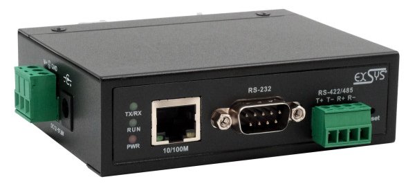 Exsys Ethernet zu 1x Seriell RS-232/422/485 inkl.DIN-Rail Kit