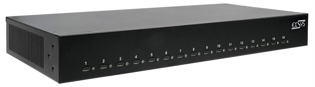 Exsys EX-11017 16-Port Ladestation - 65.000 W - USB Typ C