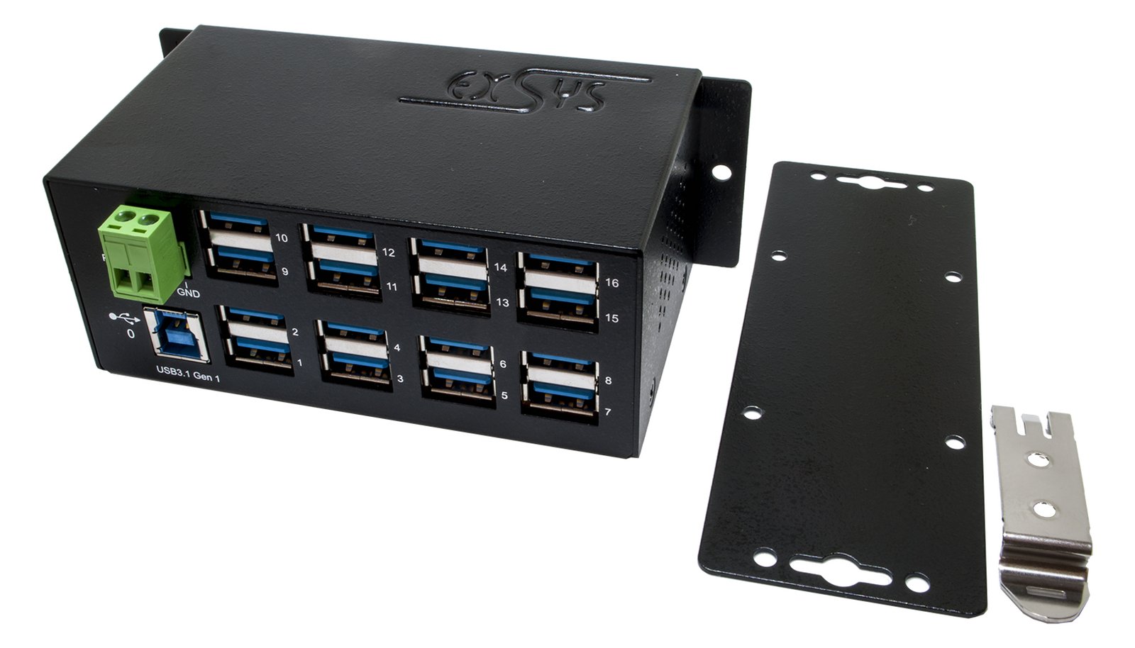 Exsys EX-1113HMS - Hub - 16 x USB 3.1 Gen 1 - an DIN-Schiene montierbar