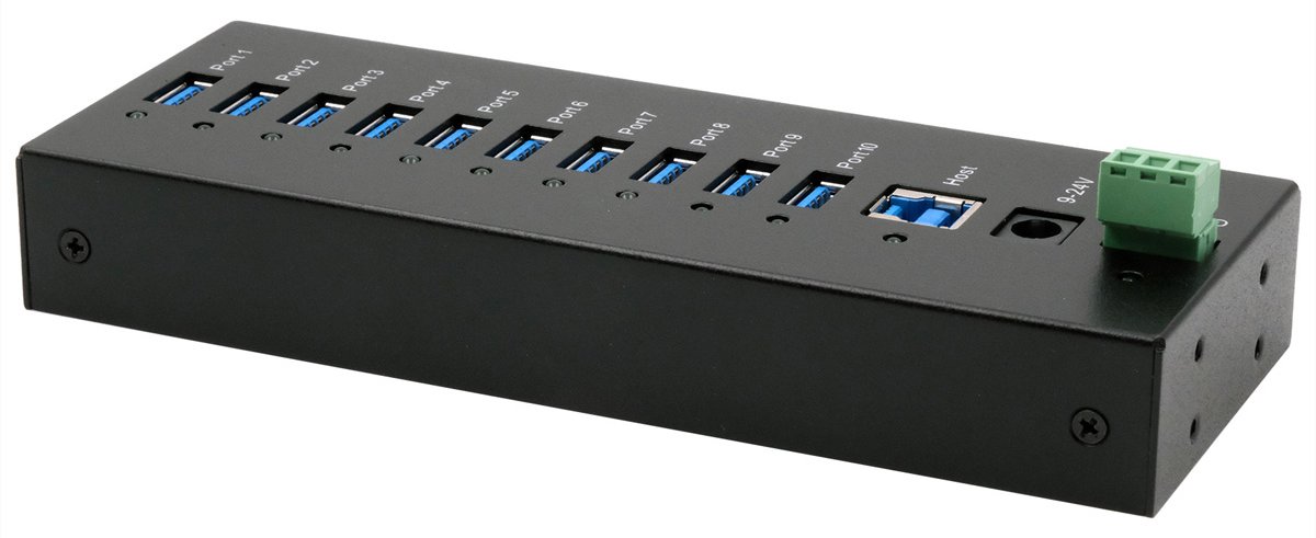 Exsys GmbH 10-Port USB 3.2 Gen 1 Metall HUB 15KV ESD Schutz Tiveco