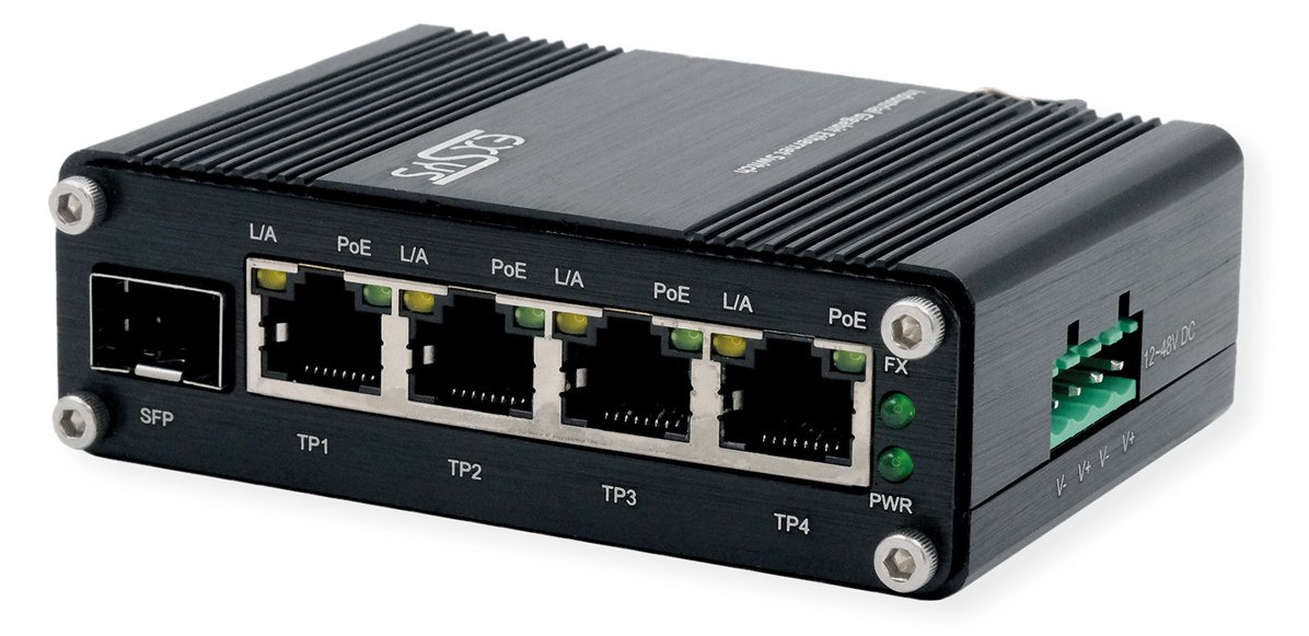 Exsys GmbH Mini 5-Port Ethernet PoE+ Switch - 4*10/100/1000Tx+ 1*100/1000Fx SFP - Switch - 0,1 Gbps