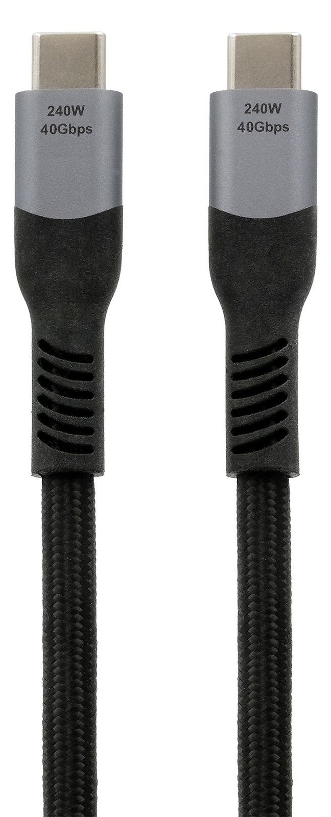 Exsys GmbH USB 4 Kabel USB-C Stecker beidseitig 40 Gbit/s 5A 240W schwarz Gewebe 2 - Kabel - Digital/Daten