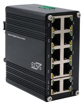 Exsys Switch 10Port Industrie Ethernet 10x10/100/1000Tx 12-48VDC - Switch - 1 Gbps von LumaTech