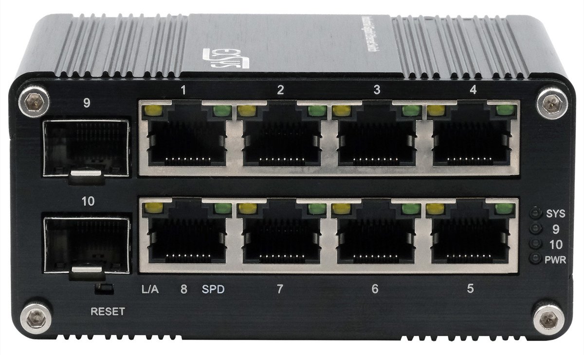 Exsys Switch 10Port Industrie Ethernet 8x10/100/1000T 2-P.100/1000Fx SFP - Switch - 10-Port