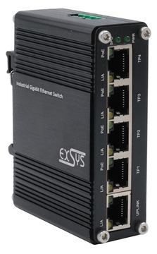 Exsys Switch 5Port Industrie Ethernet PoE 4x10/100/1000Tx 12-48VDC - Switch - 0,1 Gbps von LumaTech