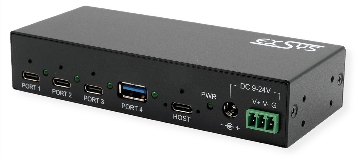 Exsys USB 3.2 Gen2 HUB 4-Port inkl.Netzt. 3xC-Anschluss 1x A-Anschluss
