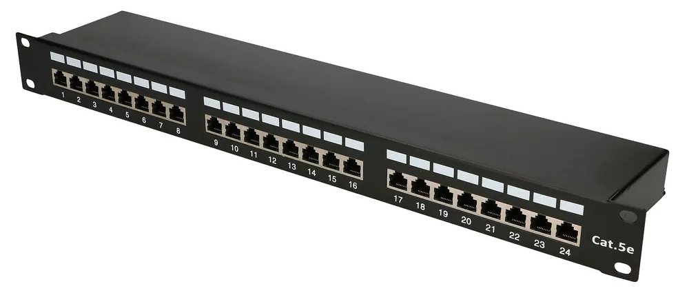 Extralink Patchpanel CAT5E STP V2 24-Anschluss - RJ-45 - Cat5e - S/UTP (STP) - Schwarz - 1U - 482,6 mm