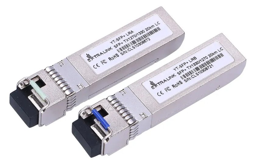 Extralink SFP+ WDM-Modul SFP+ 10G 10Gbps 1270/1330nm - Einzelmodus - 20km - LC - DOM - Paar - Faseroptik - 10000 Mbit/s