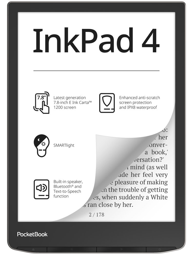 Pocketbook InkPad 4, 19,8 cm (7,8"), E Ink Carta - MP3 - Bluetooth