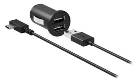 Garmin Car Connection Cable Cigarette Lighter to 2x USB-A+C 4 m