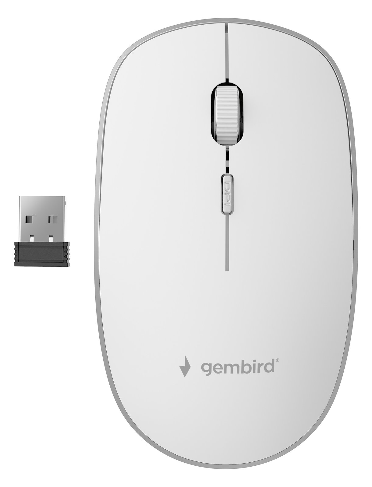 Gembird MUSW-4B-01-W - Maus - optisch - 4 Tasten - kabellos - 2.4 GHz - kabelloser Empfänger (USB)