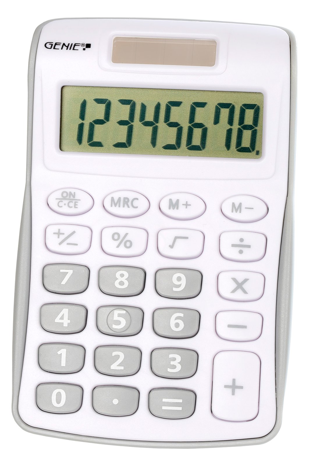 Genie 120 S - Tasche - Display-Rechner - 8 Ziffern - 1 Zeilen - Batterie/Solar - Grau - Weiß