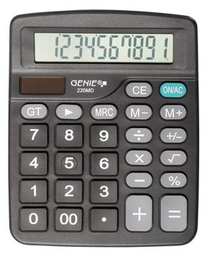 Genie 220 MD - Desktop - Einfacher Taschenrechner - 10 Ziffern - Display klappbar - Batterie/Solar - Schwarz von LumaTech