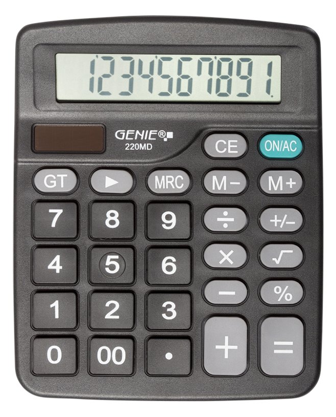 Genie 220 MD - Desktop - Einfacher Taschenrechner - 10 Ziffern - Display klappbar - Batterie/Solar - Schwarz