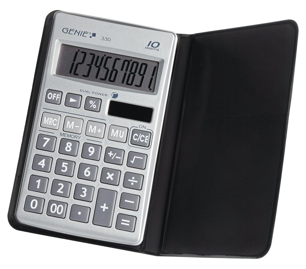 Genie 330 - Tasche - Display-Rechner - 10 Ziffern - Batterie/Solar - Schwarz - Silber