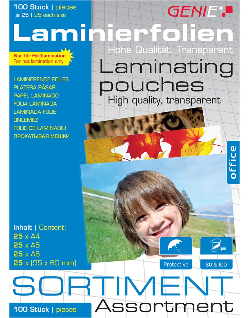 Genie Sortimentspack (sortiert) 100 Stück - Transparent - Thermodruck - 0,08 mm - 216 mm - 303 mm - 650 g