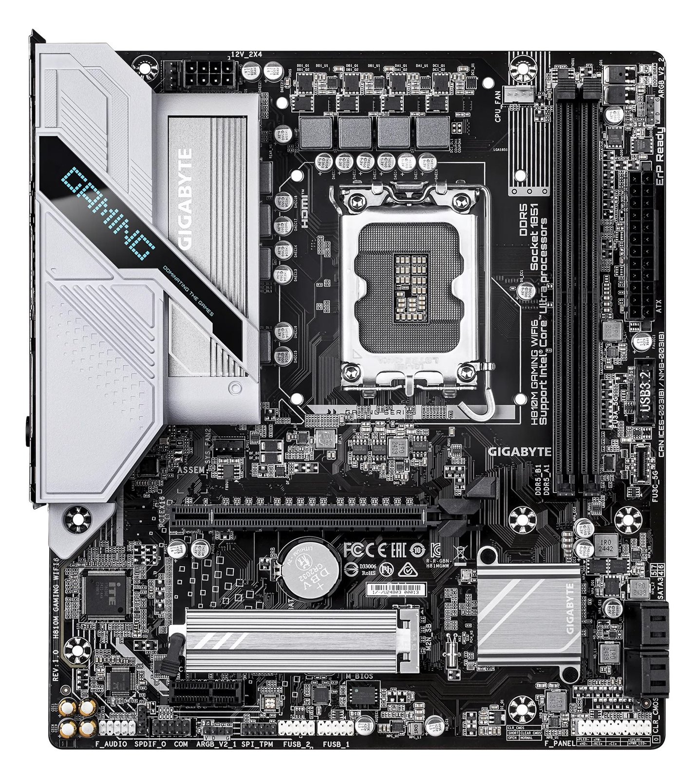 Gigabyte 1851 H810M Gaming WIFI6 - DDR5/M.2/DP/HDMI/mATX - Mainboard - Intel H810